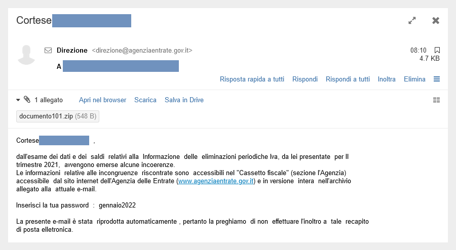 Ursnif, la nuova campagna malspam presenta una singolarità 6 ursnif agenzia entrate
