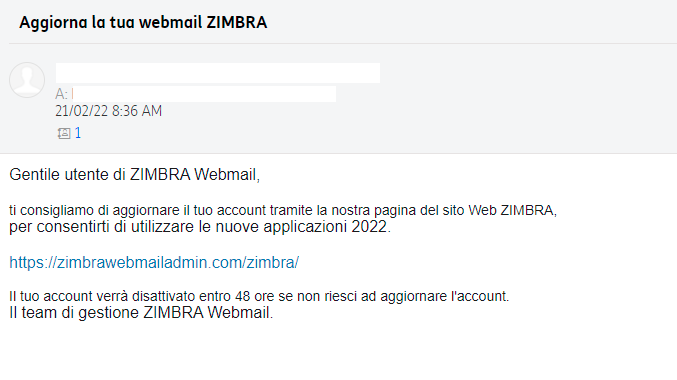 Zimbra, un nuovo attacco di phishing in corso... 6 Senza nome 1
