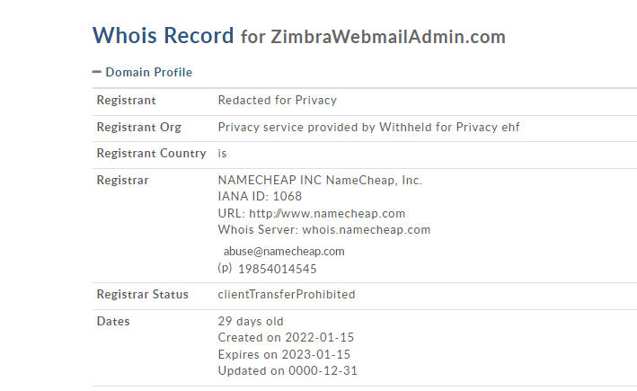 Zimbra, un nuovo attacco di phishing in corso... 10 Questa immagine ha l'attributo alt vuoto; il nome del file è WHOIS.png