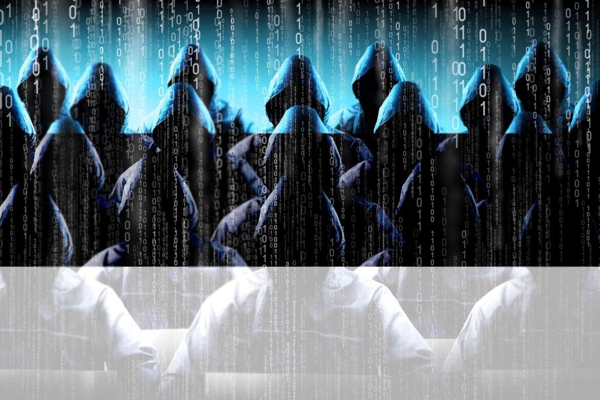 Anonymous,Hooded,Hackers,,Flag,Of,Estonia,,Binary,Code,-,Cyber