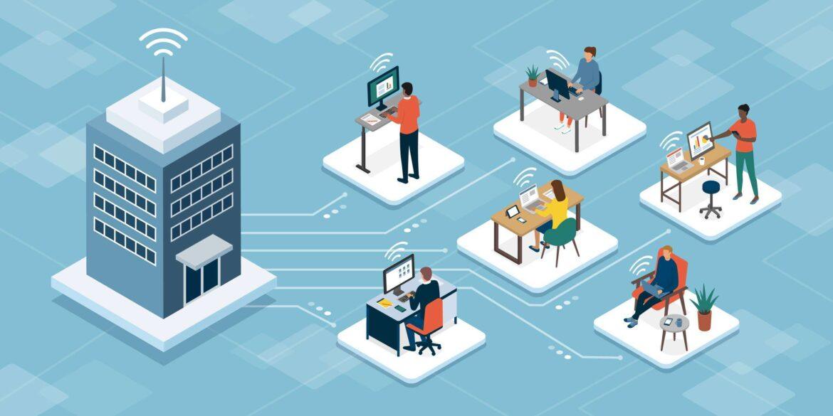Professional,Business,Teleworkers,Connecting,Online,And,Working,From,Home,For