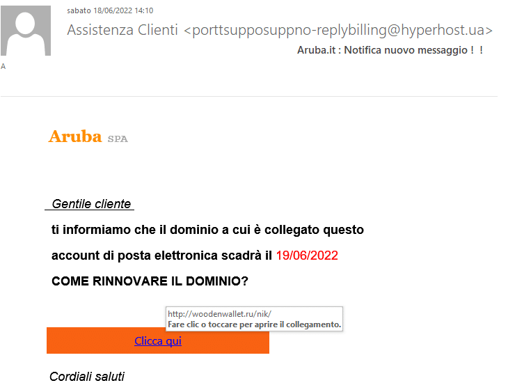 Email di phishing: notifica di rinnovo dominio Aruba 6 image 32