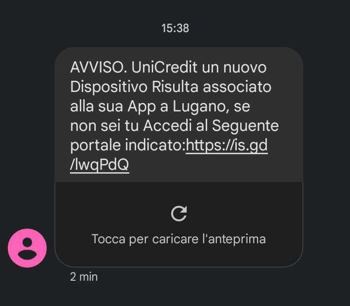 Unicredit nel mirino dello smishing 6 20220722 183846