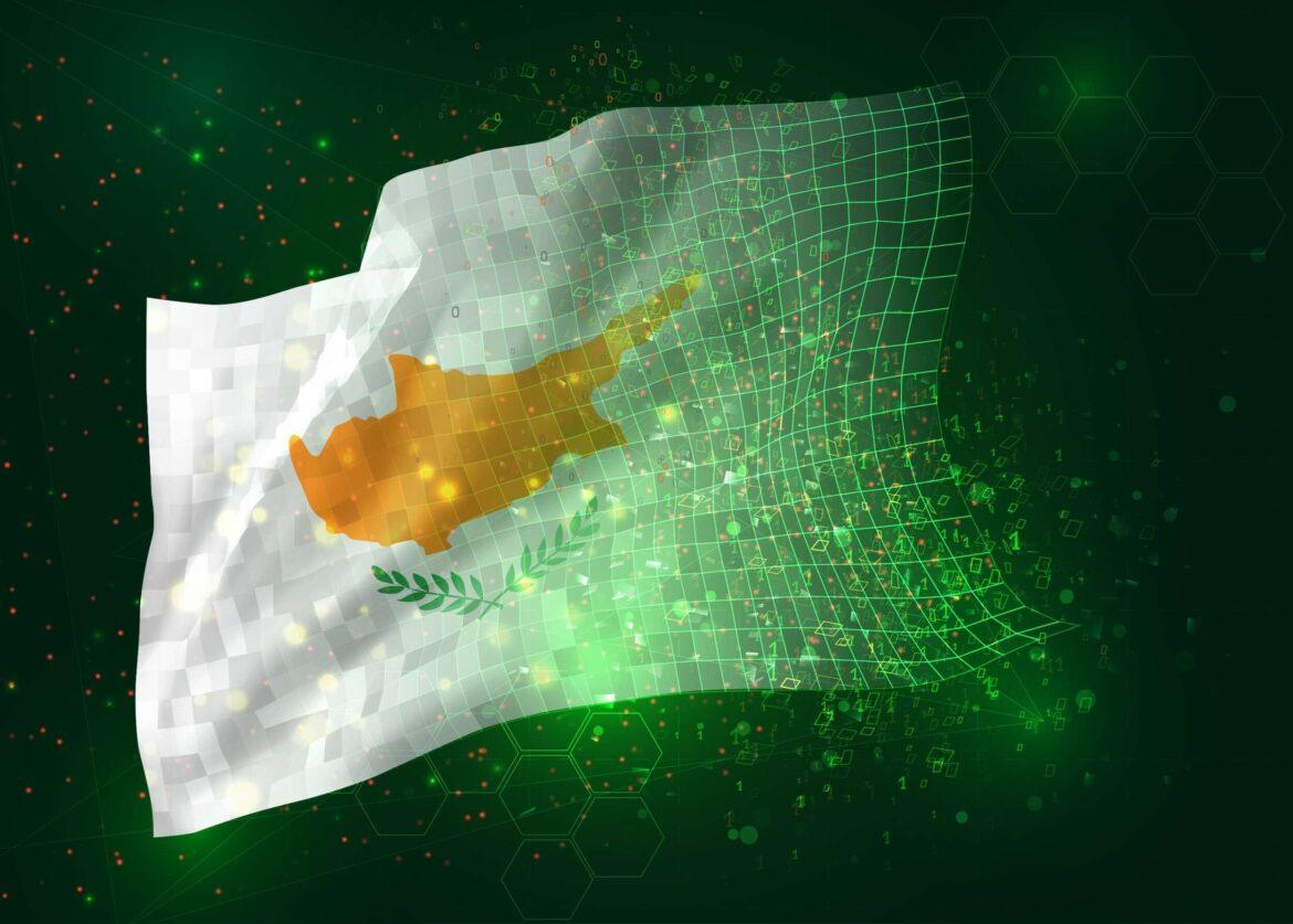 Cyprus,,On,Vector,3d,Flag,On,Green,Background,With,Polygons