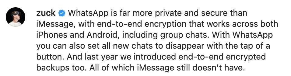 Mark Zuckerberg: “WhatsApp è più privato e sicuro di iMessage" 6 Zuck 2 compressed