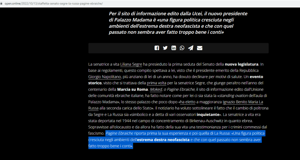 Rettifica: Moked ha modificato la notizia della Segre, senza rettificare, togliendo la parola inquietante. Nessuna fake news de La Stampa 11 image 23