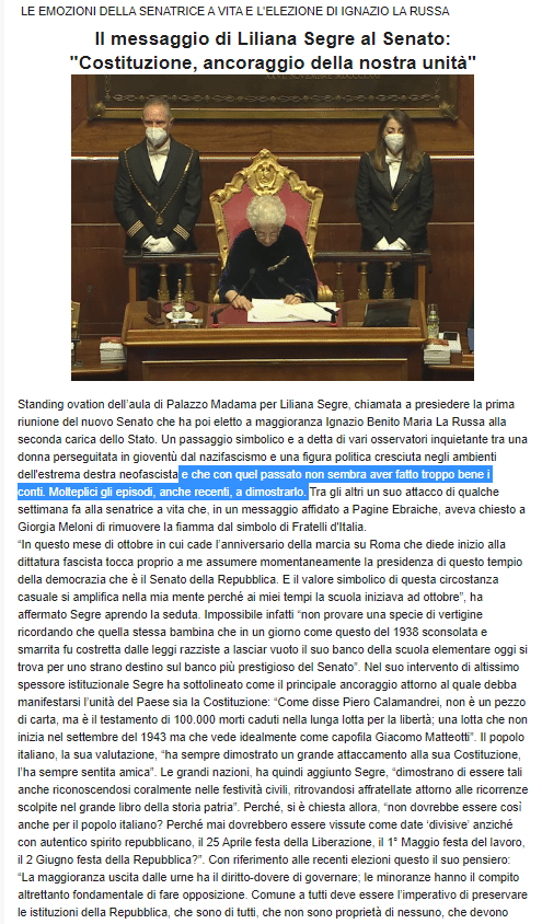Rettifica: Moked ha modificato la notizia della Segre, senza rettificare, togliendo la parola inquietante. Nessuna fake news de La Stampa 6 image 27