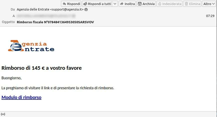In corso campagna di phishing con falsi rimborsi fiscali 6 IMG 20230208 083437 210