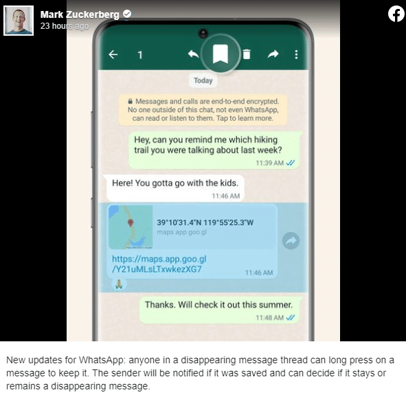 WhatsApp ora permette di salvare i messaggi temporanei con il consenso del mittente 6 image 267