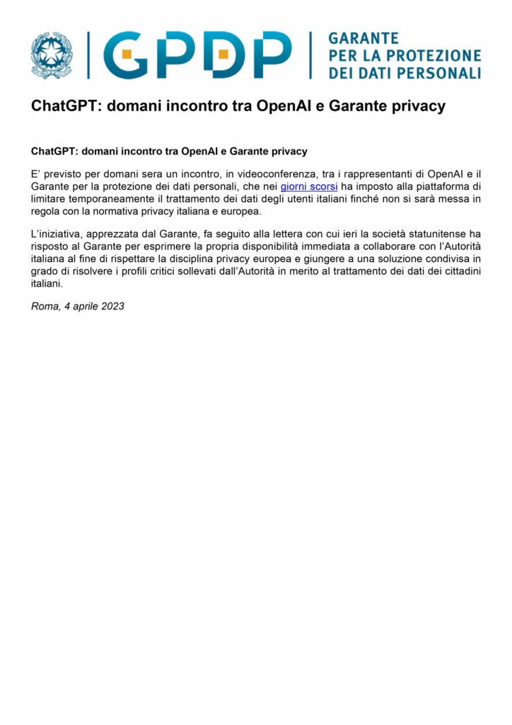 ChatGpt: Garante Privacy si vanta di incontrare Open AI su Zoom stasera 6 image 82
