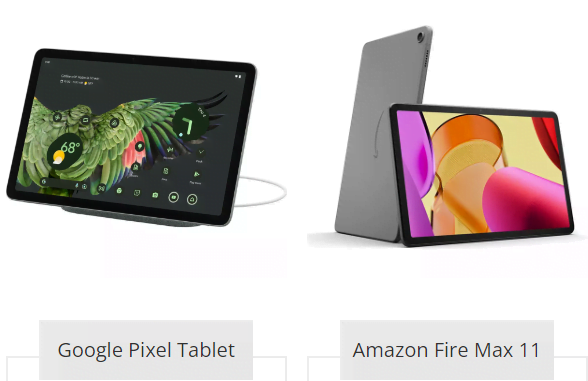 Google Pixel Tablet vs Amazon Fire Max 11