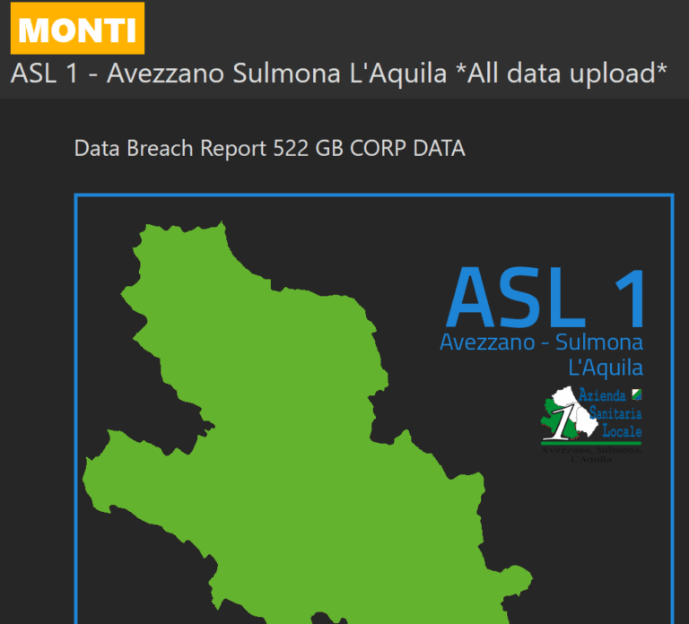 attacco hacker monti asl abruzzo