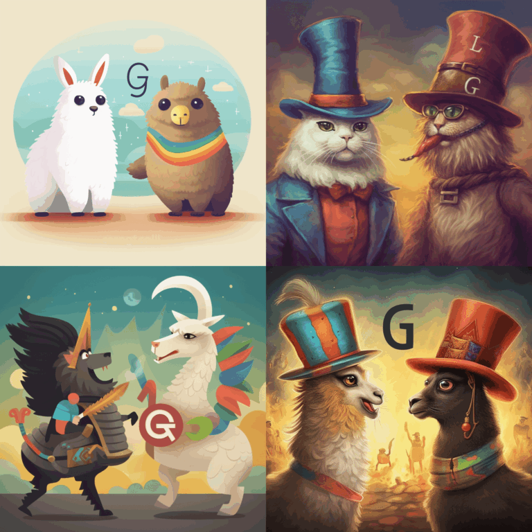 Google Bard, Chat GPT, llama