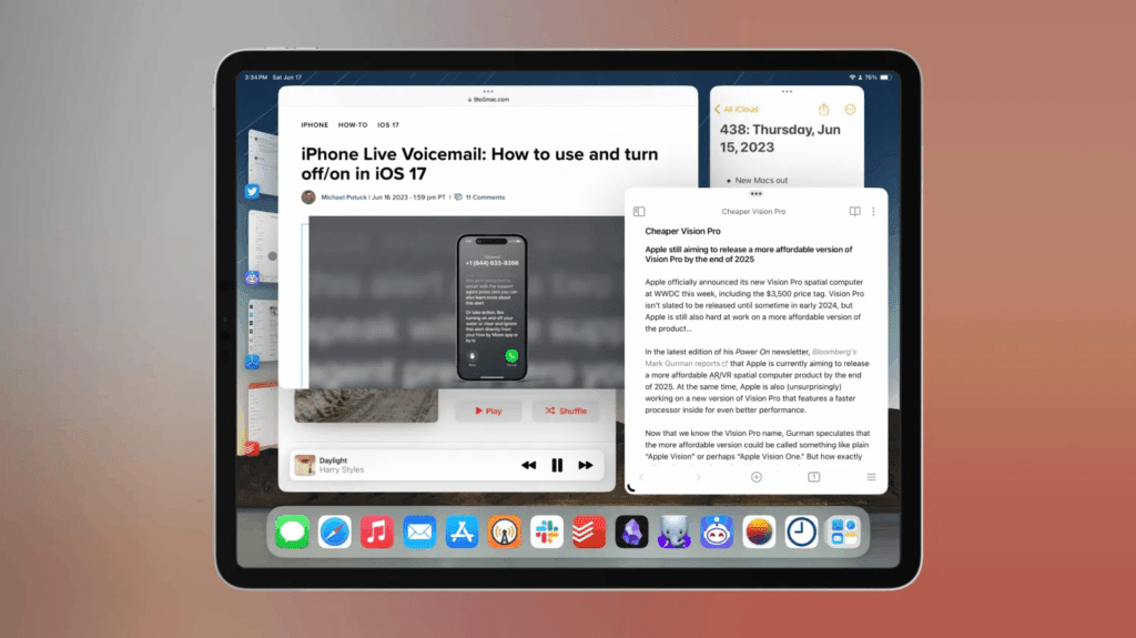 Apple rilascia iOS 18.1, macOS 15.1 e Xcode 16.1 10 iPadOS 17: Aggiornamenti dello Stage Manager e Widget più flessibili