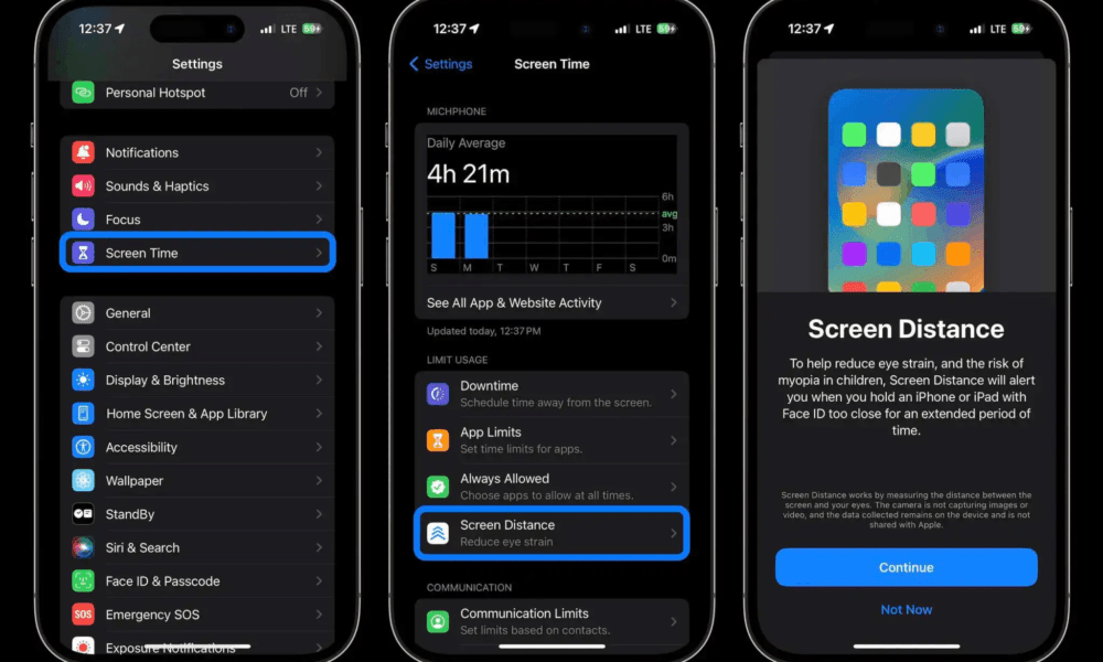 Come utilizzare la funzione "Distanza dello schermo" su iPhone con iOS 17