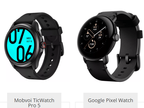 Mobvoi TicWatch Pro 5 e Google Pixel Watch