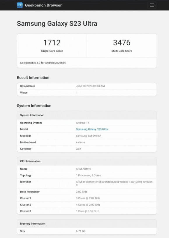 Samsung Galaxy S23 Ultra avvistato con Android 14 su Geekbench 6 image 21