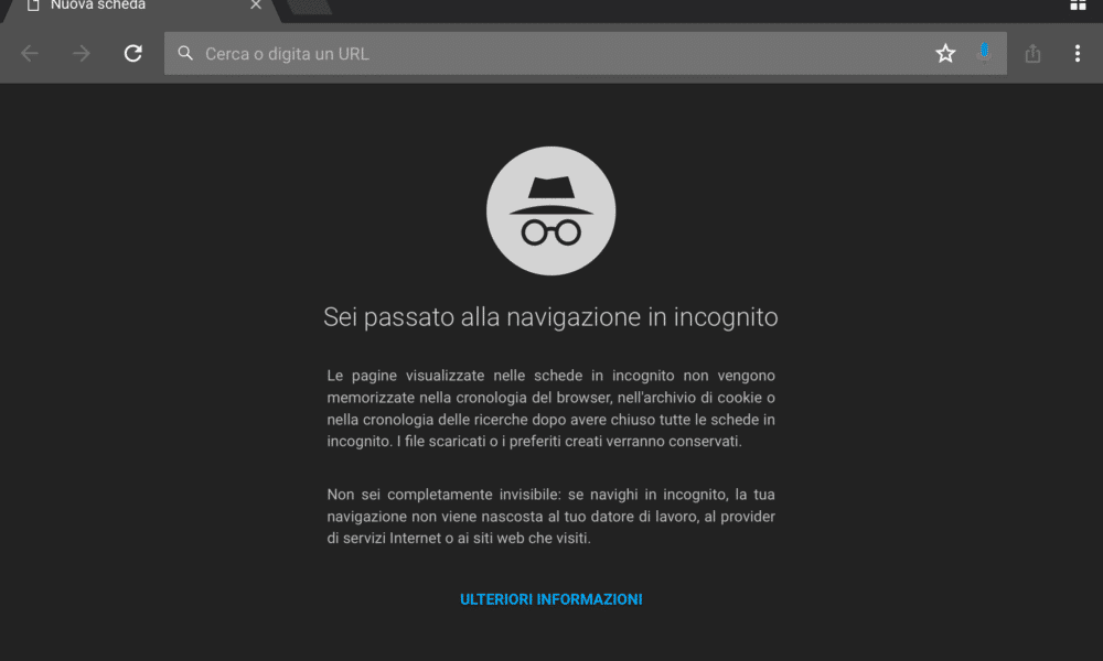 Modalità incognito Chrome