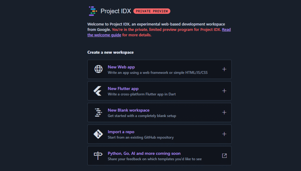 Google, Project IDX