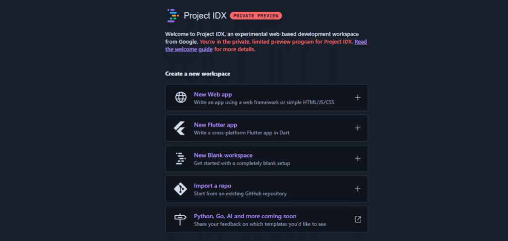 Google, Project IDX