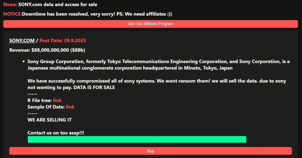 RANSOMEDVC rivendica attacco informatico a Sony 6 ransomedvc ransomware group sony cyberattack 1 1024x535 1