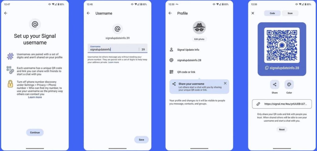 Signal testa username per mantenere privato il numero di telefono 2 signal username