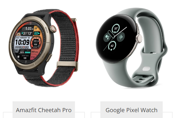 Amazfit Cheetah Pro e Google Pixel Watch
