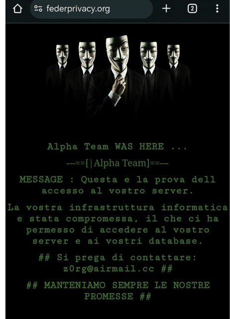federprivacy alphateam attacco informatico