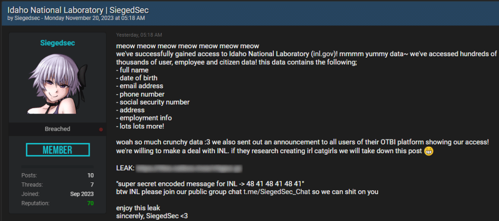Intrusione hacktivisti SiegedSec al laboratorio nucleare USA 6 image 254