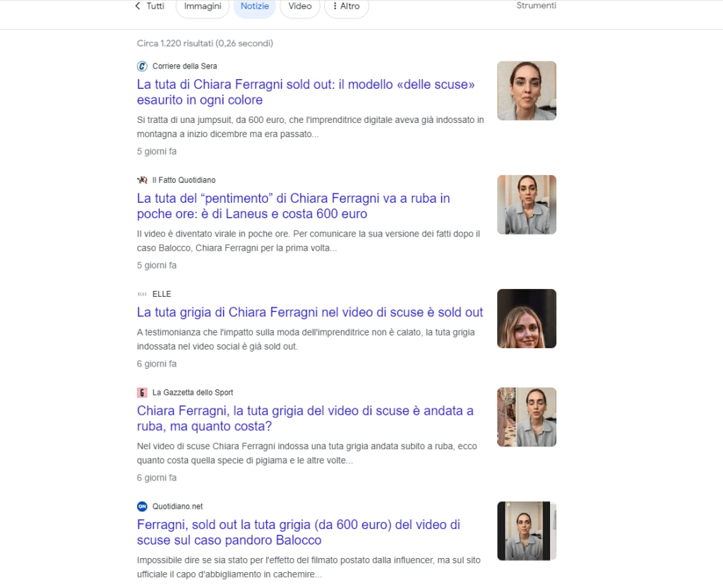 Perchè il mainstream ripete le palle sulla tuta della Ferragni? 6 Screenshot 2023 12 27 215251