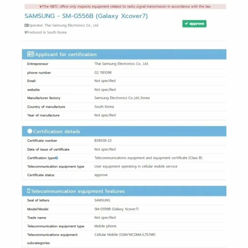 Samsung Galaxy XCover 7: lancio con certificazioni FCC e NBTC 6 image 129 2