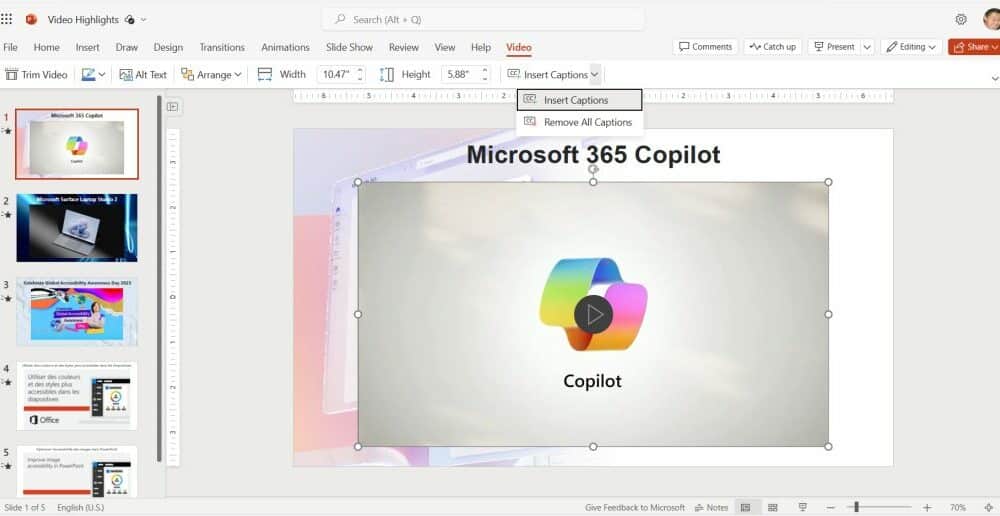 PowerPoint, video con sottotitoli e didascalie Chiuse