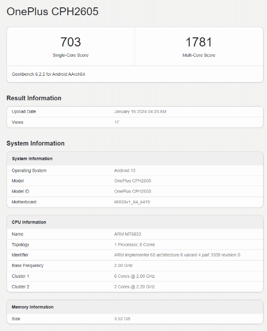 OnePlus Nord N30 SE su Geekbench con Dimensity 6020 6 image 119