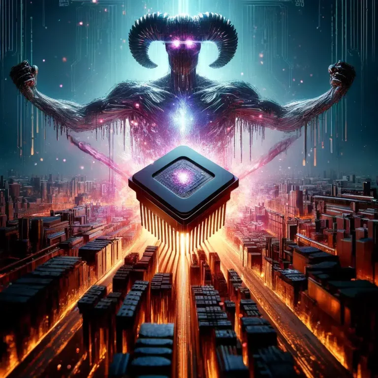 DALL·E 2024 03 28 13.39.19 Crea unimmagine che simboleggi ZenHammer una nuova minaccia informatica che supera le difese contro gli attacchi Rowhammer sulle CPU AMD. Limmagi