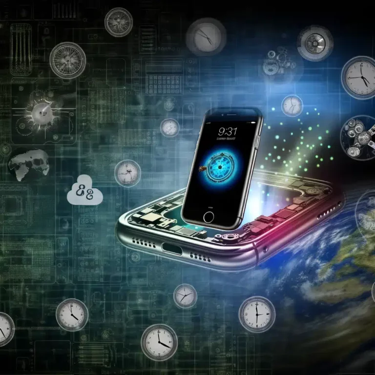 DALL·E 2024 03 28 14.02.10 Crea unimmagine che catturi lessenza dei rumors riguardanti liPhone pieghevole enfatizzando sia il potenziale ritardo nel lancio sia le sfide tecn