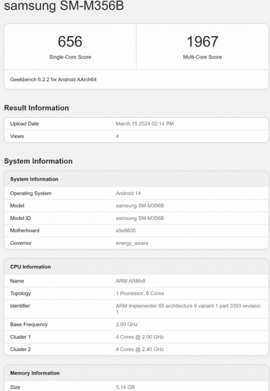 Samsung Galaxy M35 5G: Anteprima su Geekbench 6 image 114