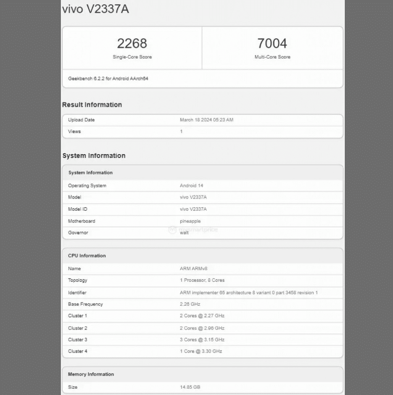 Vivo X Fold 3 Series: data di lancio, foto e prestazioni su Geekbench 7 Vivo V30 geekbench