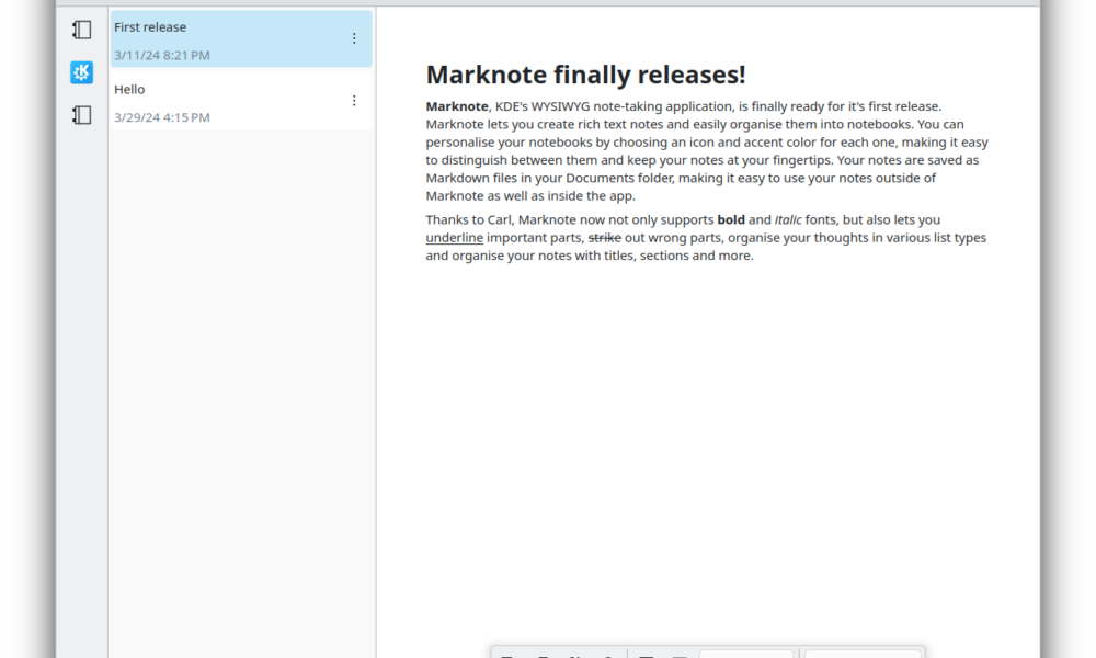 Marknote: la nuova app di KDE per appunti su Linux