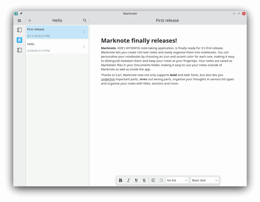 Marknote: la nuova app di KDE per appunti su Linux 2 Marknote: la nuova app di KDE per appunti su Linux