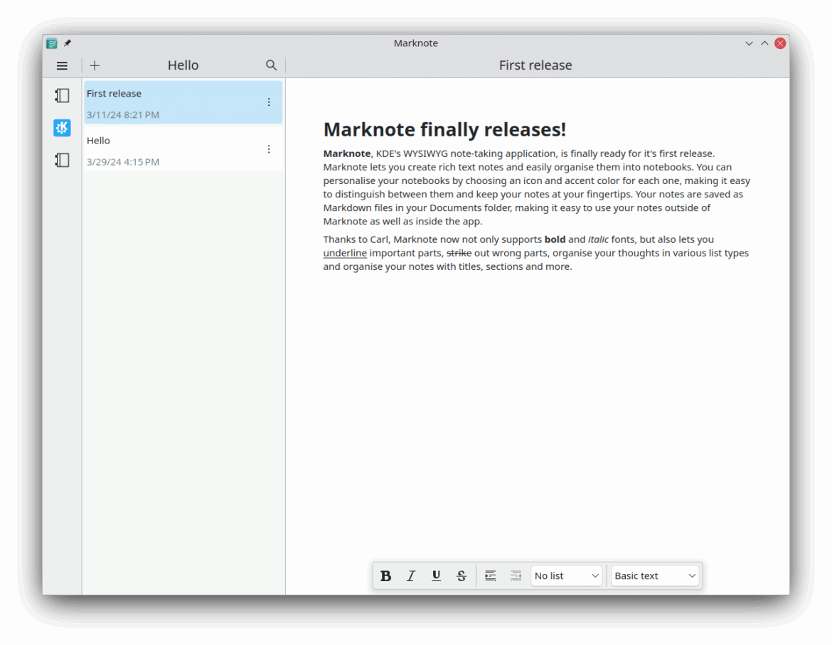Marknote: la nuova app di KDE per appunti su Linux