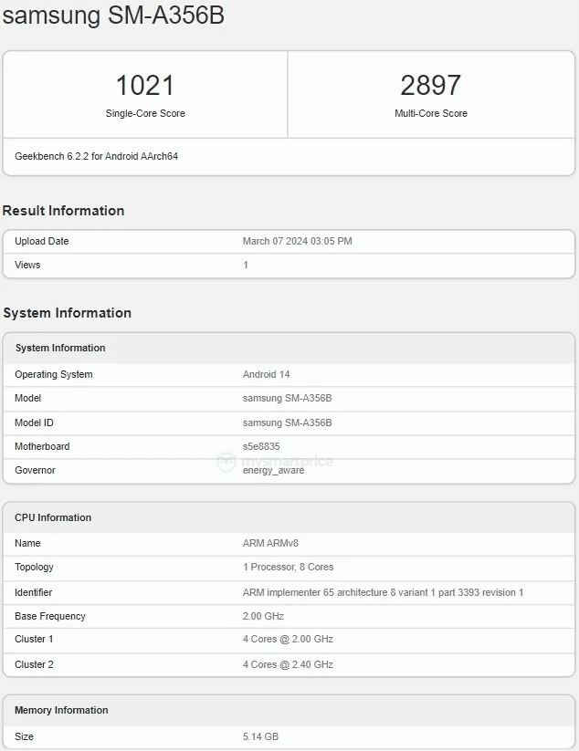 Galaxy A35 5G: prestazioni e specifiche rivelate su Geekbench 6 image 63