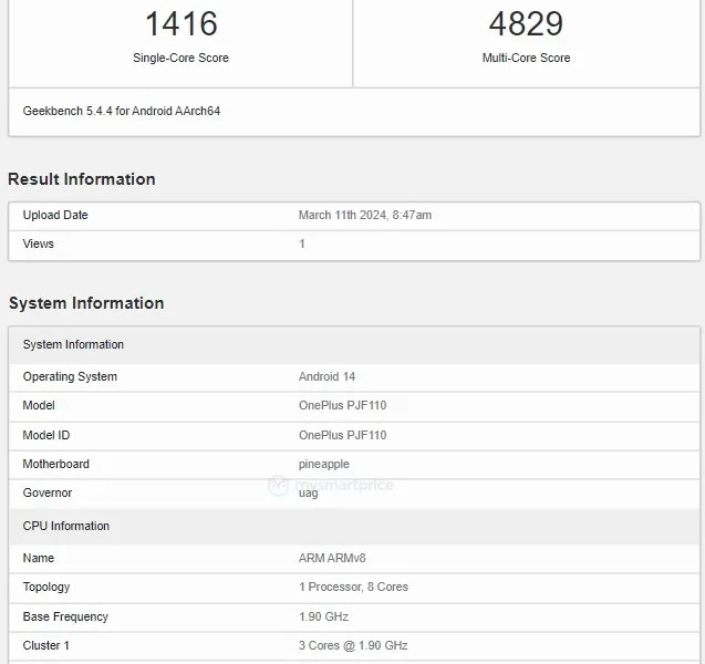 OnePlus Ace 3V Geekbench
