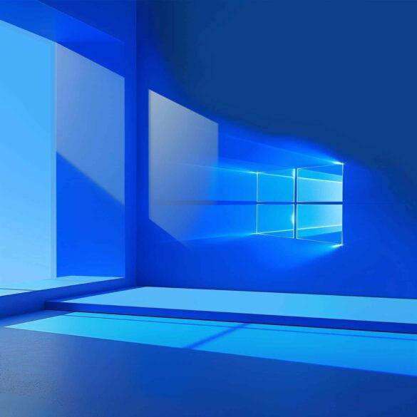 a blue room with a window and steps