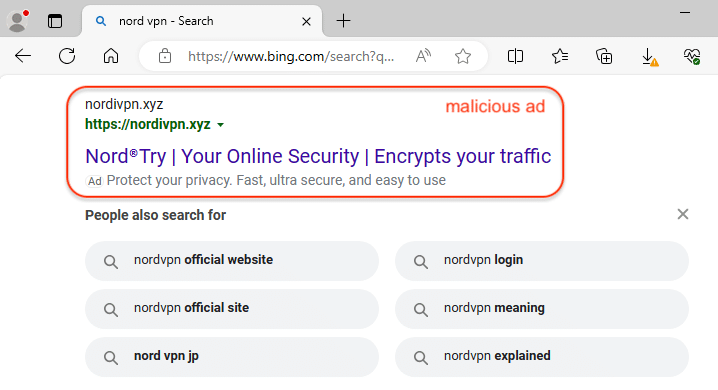 Pubblicità su Bing per NordVPN conduce a malware SecTopRAT 6 image 37