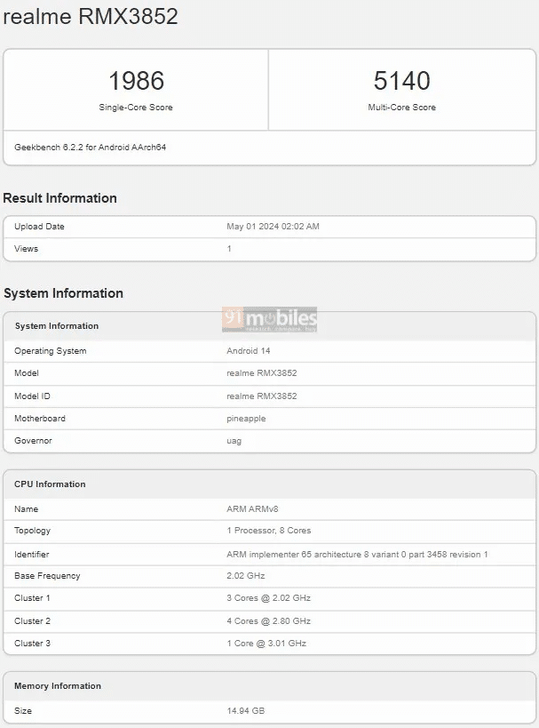 Realme GT Neo 6: svelate specifiche da Geekbench 6 image 1