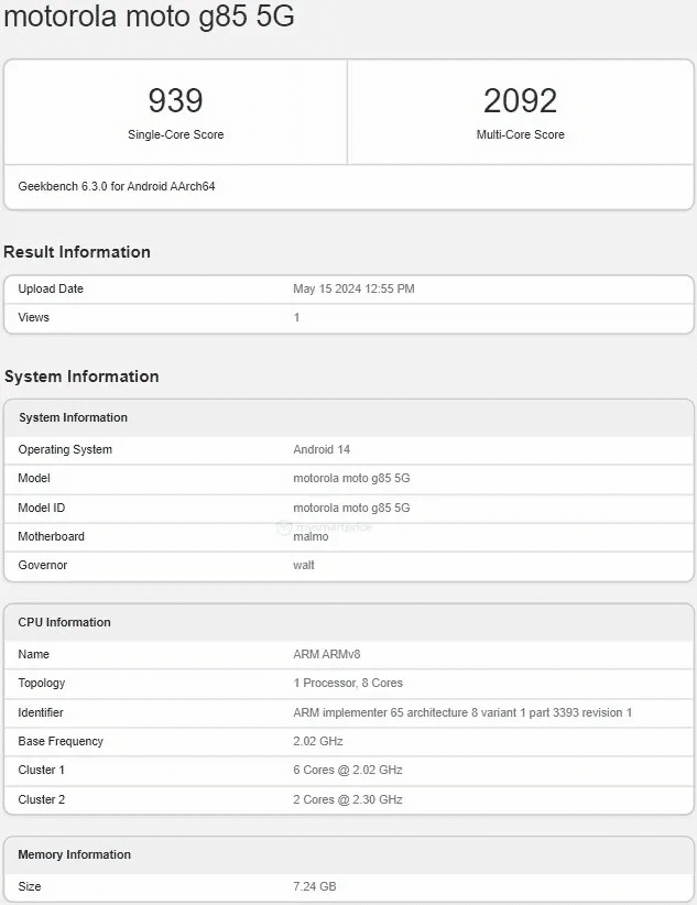Moto G85 5G, scoperto su Geekbench con Android 14, X50 Ultra disponibile in Cina 6 image 138