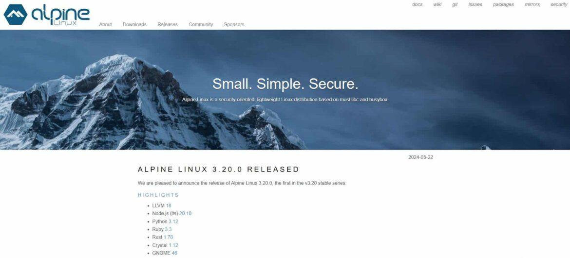 Alpine Linux 3.20 Alpine Linux 3.20