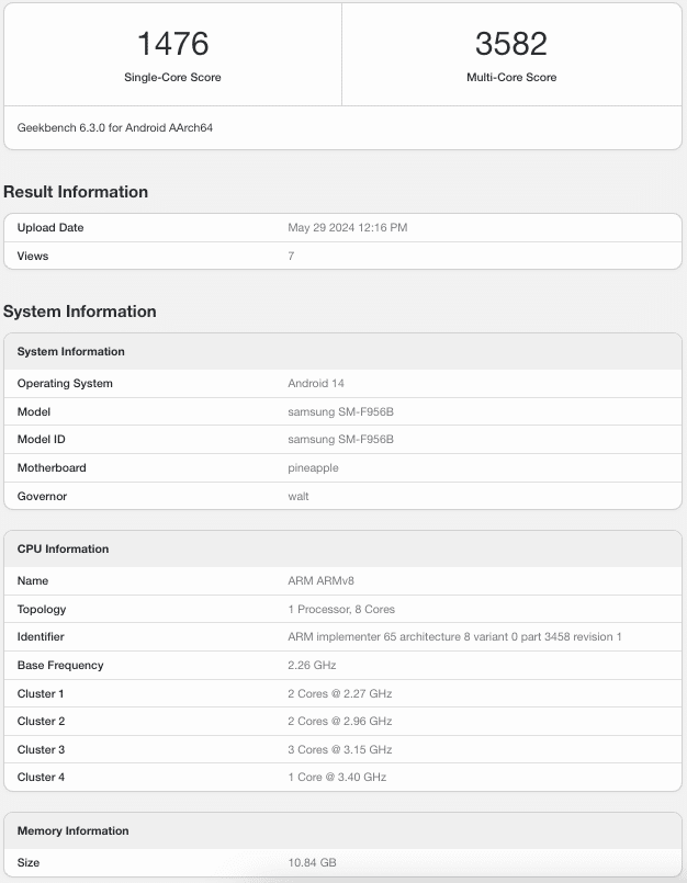 Galaxy Z Fold 6 prestazioni Geekbench con Snapdragon 8 Gen 3 7 image 277