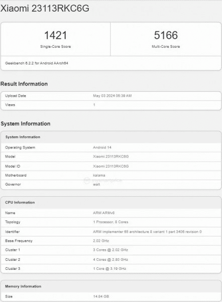 POCO F6 Pro: dettagli Tecnici rivelati sui Benchmark di Geekbench 6 image 39