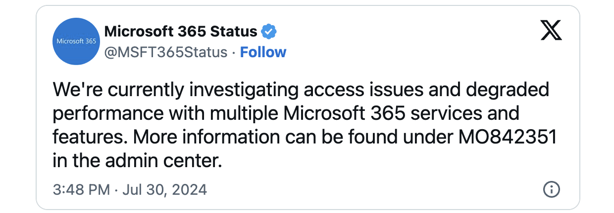 Interruzione Microsoft 365